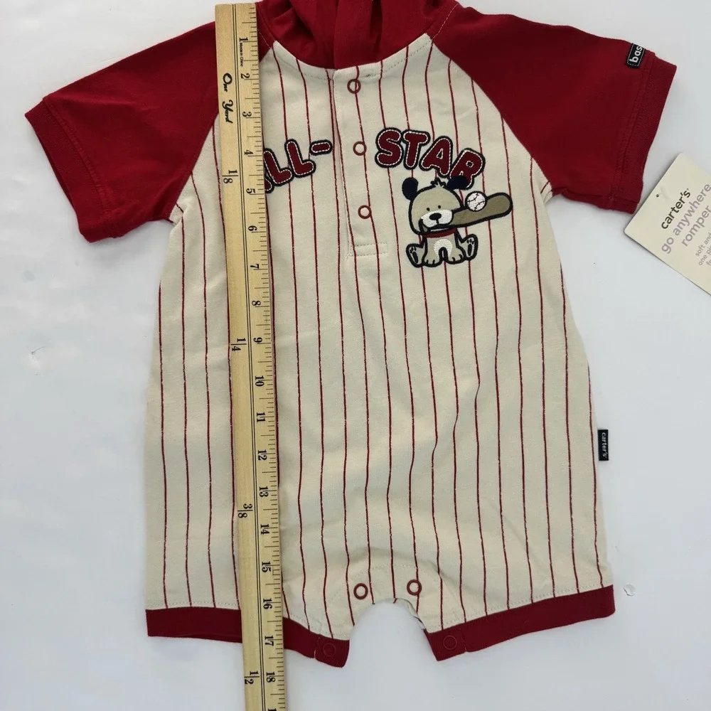 VTG Infant Boys All-Star Dog Baseball Snap Bottom Romper Bodysuit Baby Outfit 9M